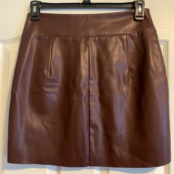 Leather mini skirt - brown - Express - Picture 2 of 3